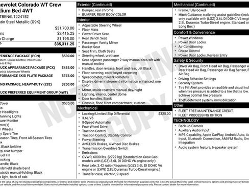 Used 2020 Chevrolet Colorado W/T w/ WT Convenience Package AWD/4WD image 30