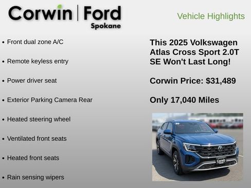 Used 2025 Volkswagen Atlas Cross Sport SE AWD/4WD image 6
