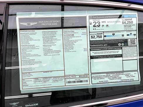 Used 2025 Genesis G70 2.5T w/ Sport Prestige Package image 19