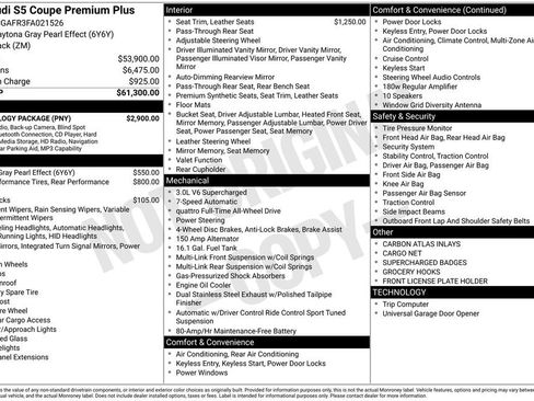 Used 2015 Audi S5 Premium Plus w/ Technology Package AWD/4WD image 2