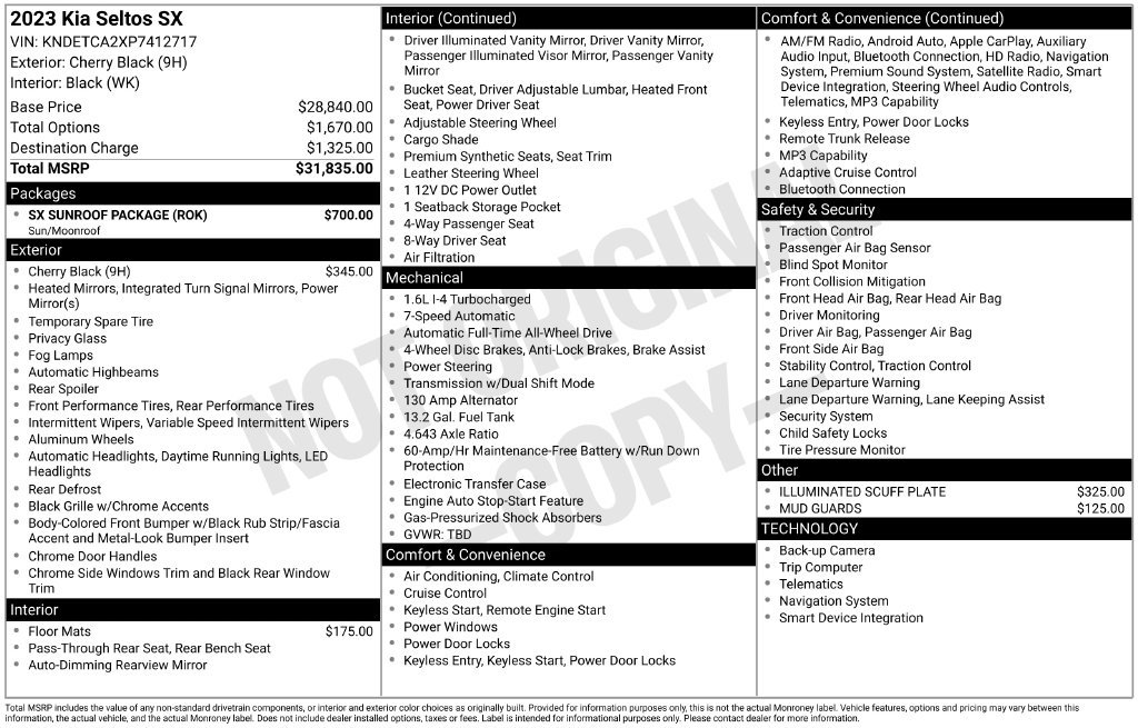 Used 2023 Kia Seltos SX w/ SX Sunroof Package AWD/4WD image 39