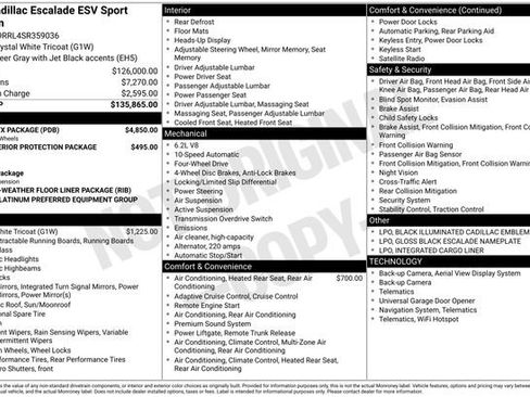 Used 2025 Cadillac Escalade ESV Sport Platinum w/ LPO, ONYX Package AWD/4WD image 35