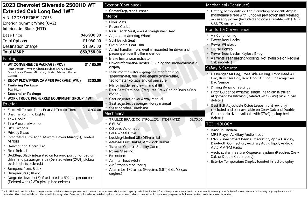 Used 2023 Chevrolet Silverado 2500 W/T w/ WT Convenience Package AWD/4WD image 4