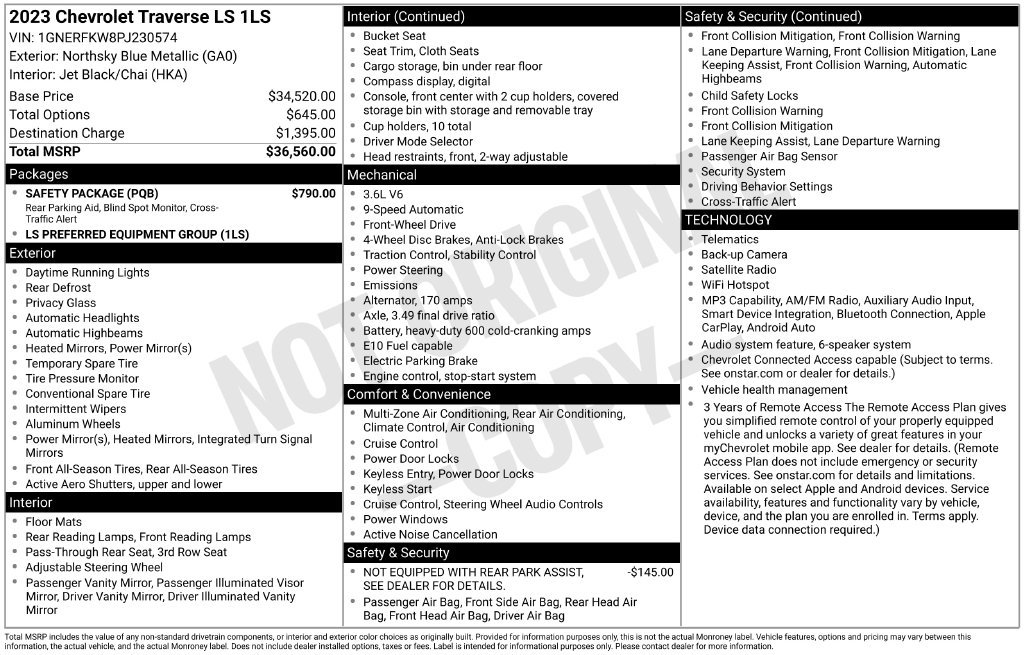 Used 2023 Chevrolet Traverse LS w/ Safety Package FWD image 18