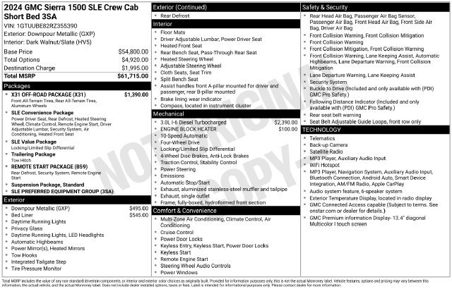 Used 2024 GMC Sierra 1500 SLE w/ X31 Off-Road Package AWD/4WD image 39