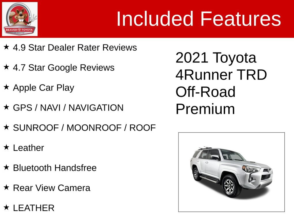 Used 2021 Toyota 4Runner TRD Off-Road Premium w/ Moonroof Package AWD/4WD image 4