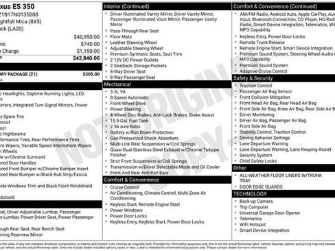 Used 2022 Lexus ES 350 w/ Accessory Package FWD image 10