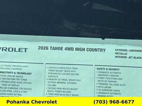 New 2026 Chevrolet Tahoe High Country AWD/4WD image 28