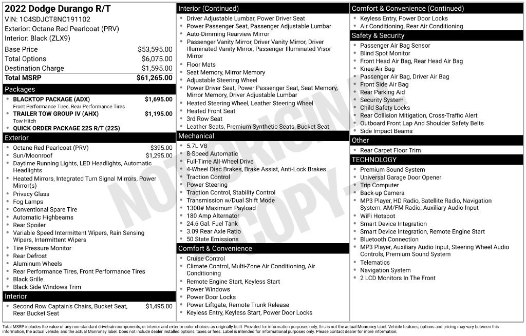 Used 2022 Dodge Durango R/T w/ Blacktop Package AWD/4WD image 2