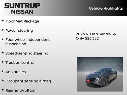 New 2026 Nissan Sentra SV w/ Floor Mat Package FWD image 8
