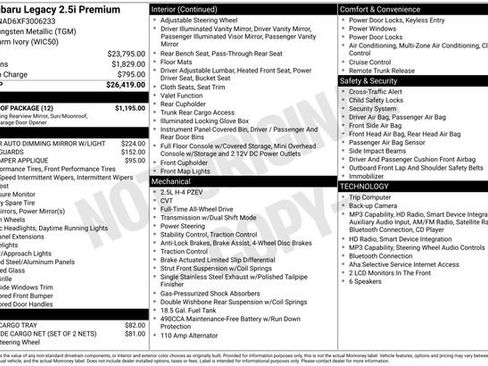 Used 2015 Subaru Legacy 2.5i Premium w/ Moonroof Package image 8