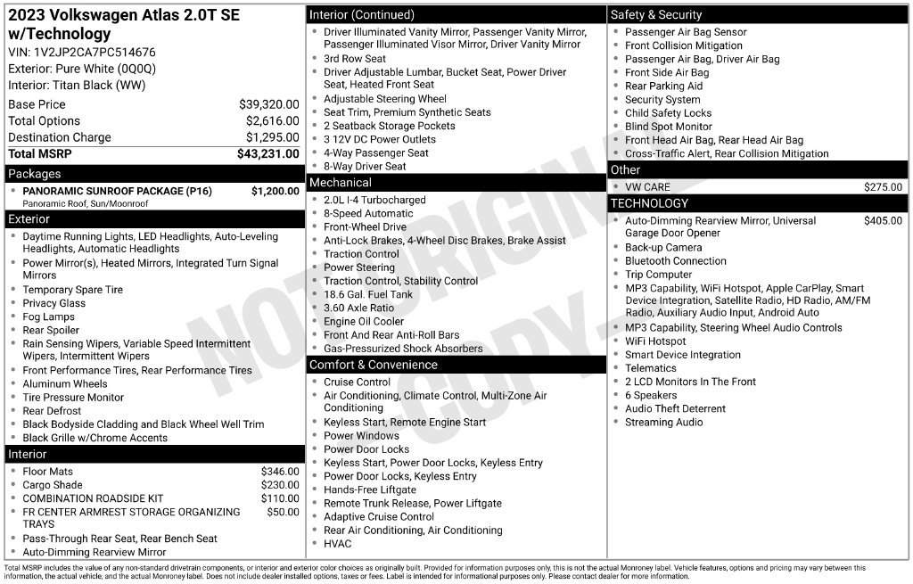 Used 2023 Volkswagen Atlas SE w/ Panoramic Sunroof Package FWD image 38