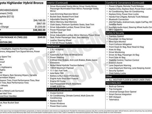 Used 2022 Toyota Highlander Bronze Edition w/ Protection Package #3 (TMS) image 4