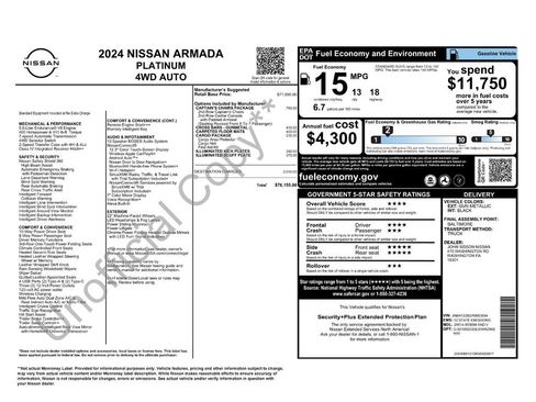 Used 2024 Nissan Armada Platinum w/ Captain's Chairs Package AWD/4WD image 6