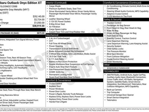 Used 2021 Subaru Outback Onyx Edition XT w/ Popular Package #2 image 6