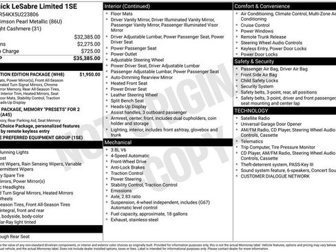 Used 2005 Buick Le Sabre Limited w/ Celebration Edition Package FWD image 34