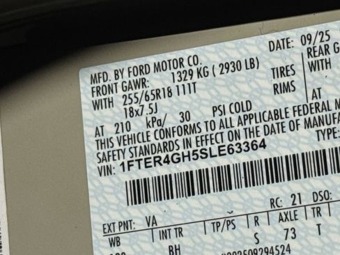 New 2025 Ford Ranger XLT w/ Equipment Group 301A High image 32