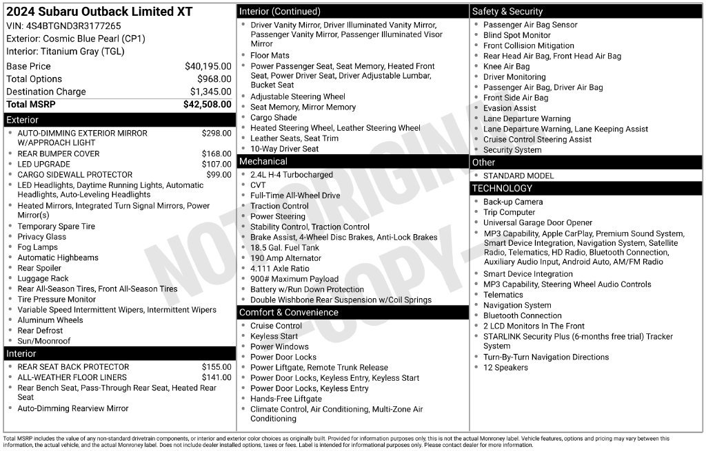 Used 2024 Subaru Outback Limited XT AWD/4WD image 19