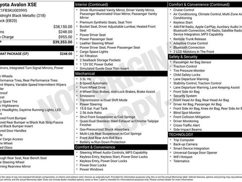 Used 2019 Toyota Avalon XSE w/ Carpet Mat Package FWD image 26