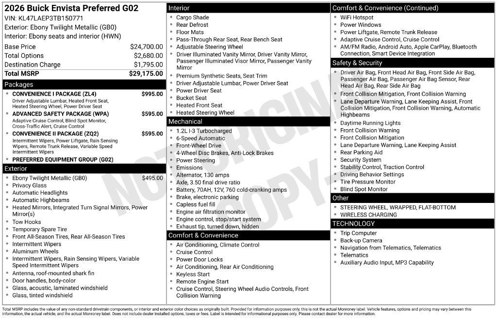New 2026 Buick Envista Sport Touring w/ Convenience I Package FWD image 2