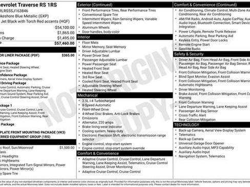 Used 2025 Chevrolet Traverse RS w/ LPO, Floor Liner Package FWD image 7