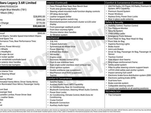 Used 2013 Subaru Legacy 3.6R Limited image 49