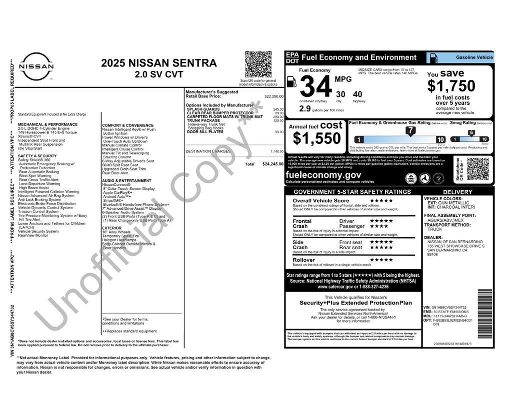 Used 2025 Nissan Sentra SV w/ Trunk Package FWD image 5