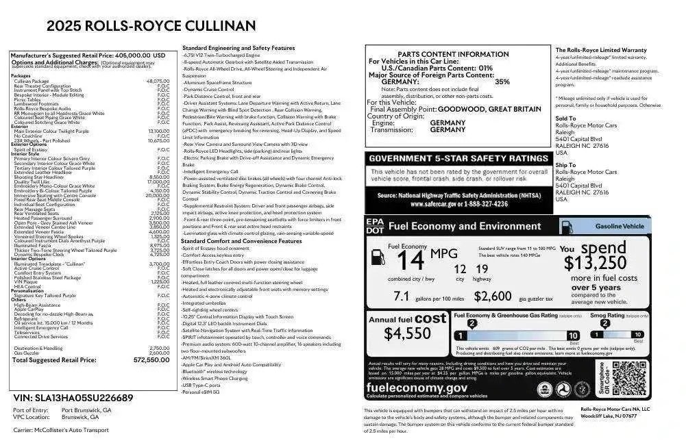 Certified 2025 Rolls-Royce Cullinan AWD/4WD image 31
