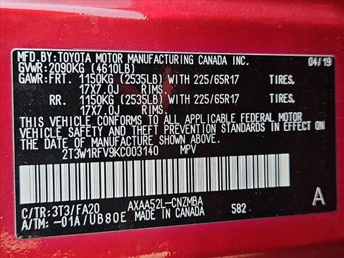 Used 2019 Toyota RAV4 XLE w/ Convenience Package FWD image 17