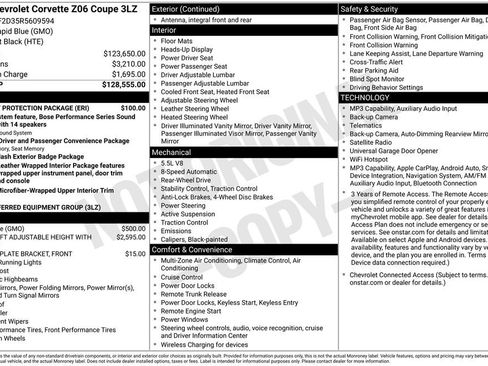Used 2024 Chevrolet Corvette Z06 w/ Battery Protection Package RWD image 8