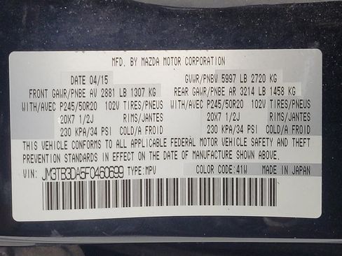 Used 2015 MAZDA CX-9 Grand Touring w/ GT Technology Package image 33