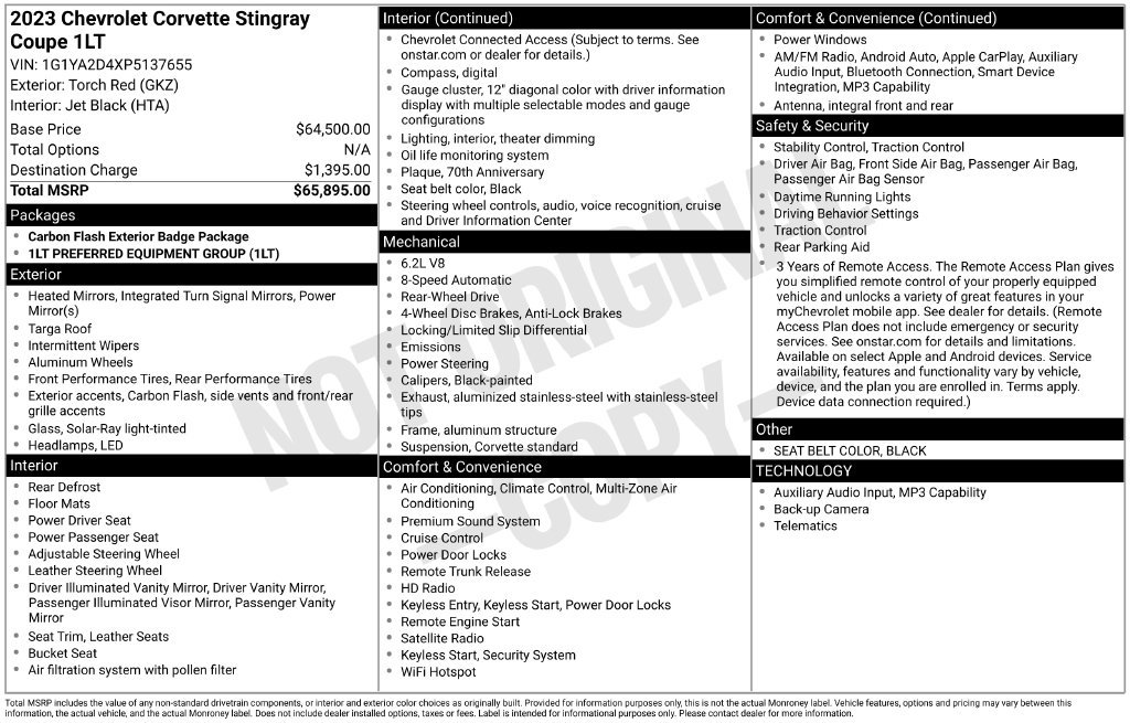 Used 2023 Chevrolet Corvette Stingray Coupe w/ 1LT RWD image 4