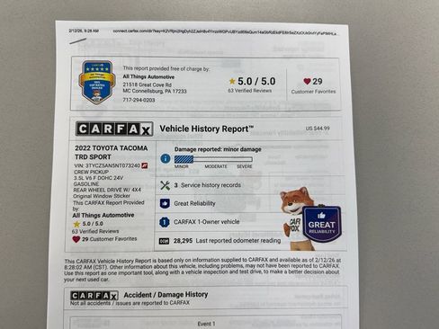 Used 2022 Toyota Tacoma TRD Sport w/ Technology Package image 33