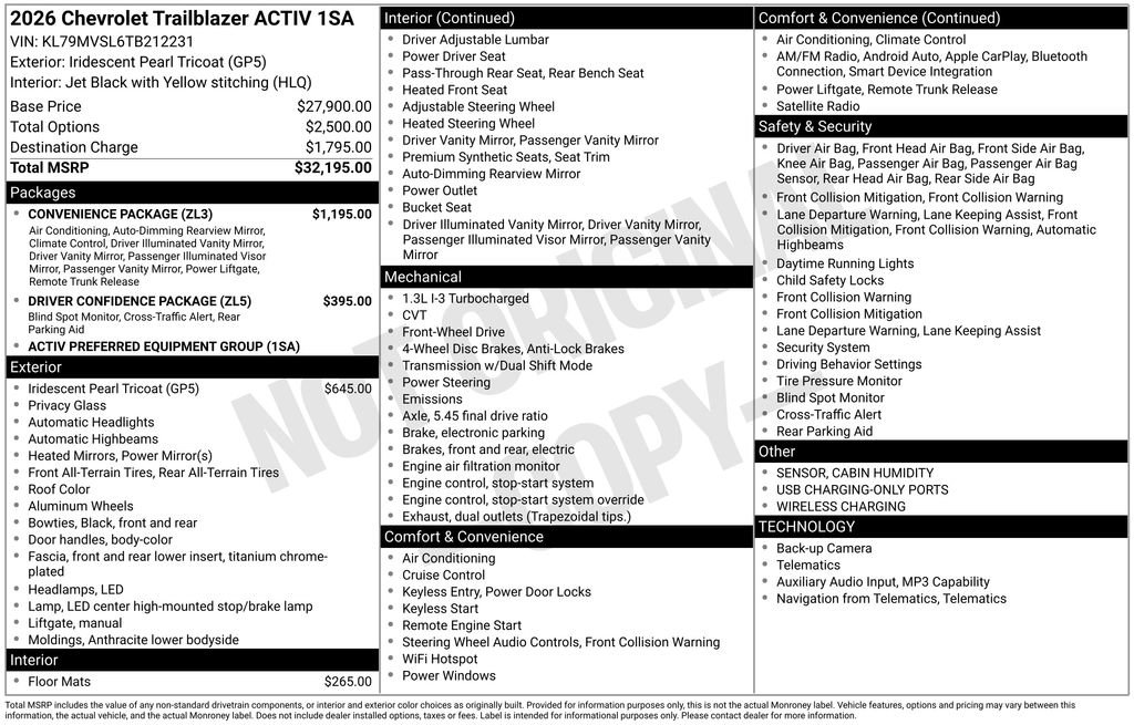 New 2026 Chevrolet TrailBlazer ACTIV w/ Convenience Package FWD image 5