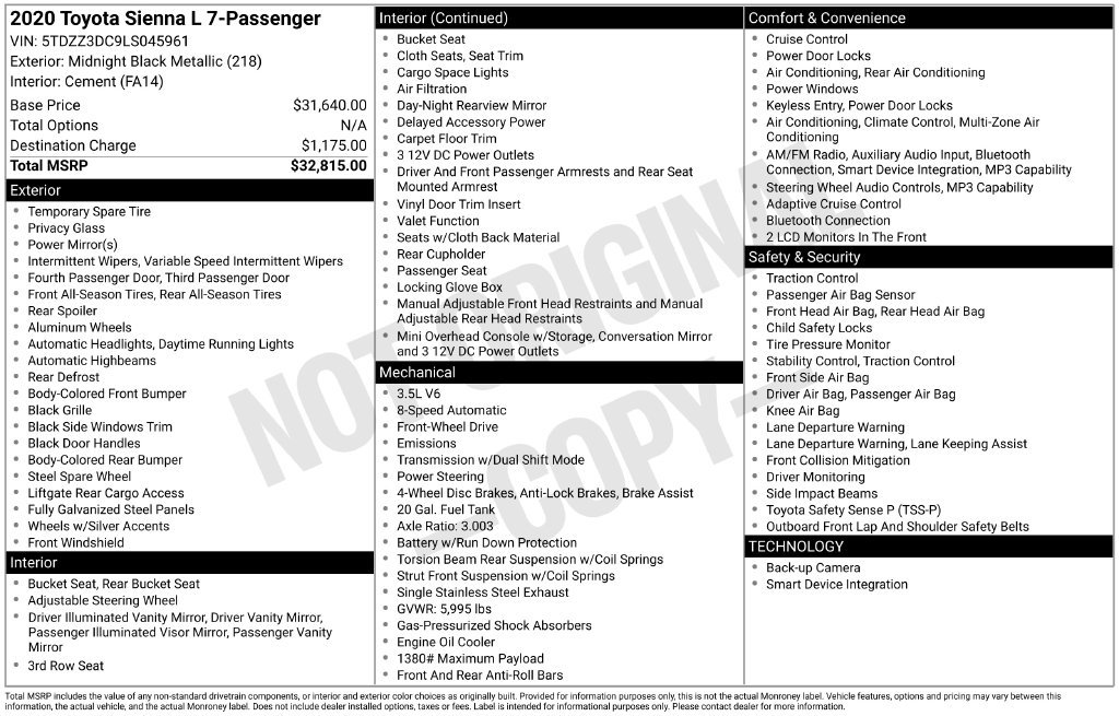 Used 2020 Toyota Sienna L FWD image 17