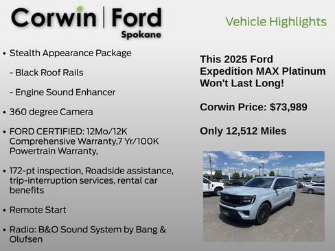 Used 2025 Ford Expedition Max Platinum w/ Stealth Appearance Package AWD/4WD image 12