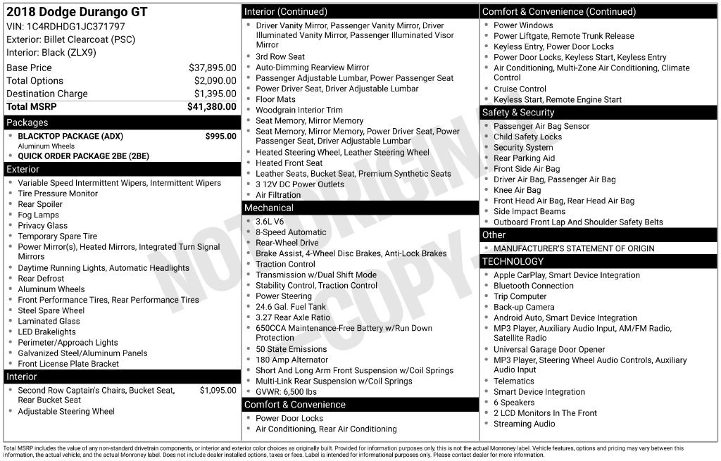 Used 2018 Dodge Durango GT w/ Blacktop Package RWD image 5