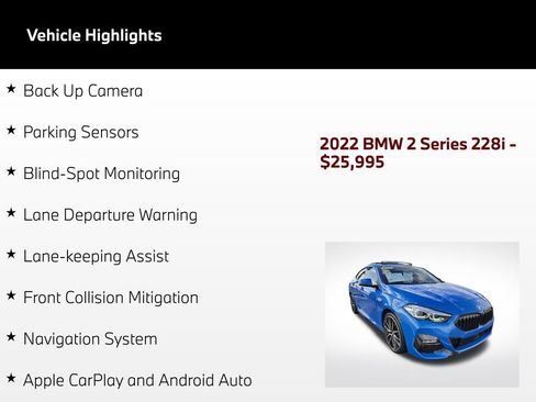 Used 2022 BMW 228i Gran Coupe w/ M Sport Package FWD image 51