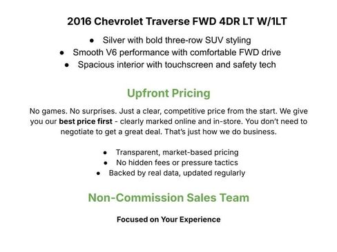 Used 2016 Chevrolet Traverse LT w/ Traveler's Package FWD image 3