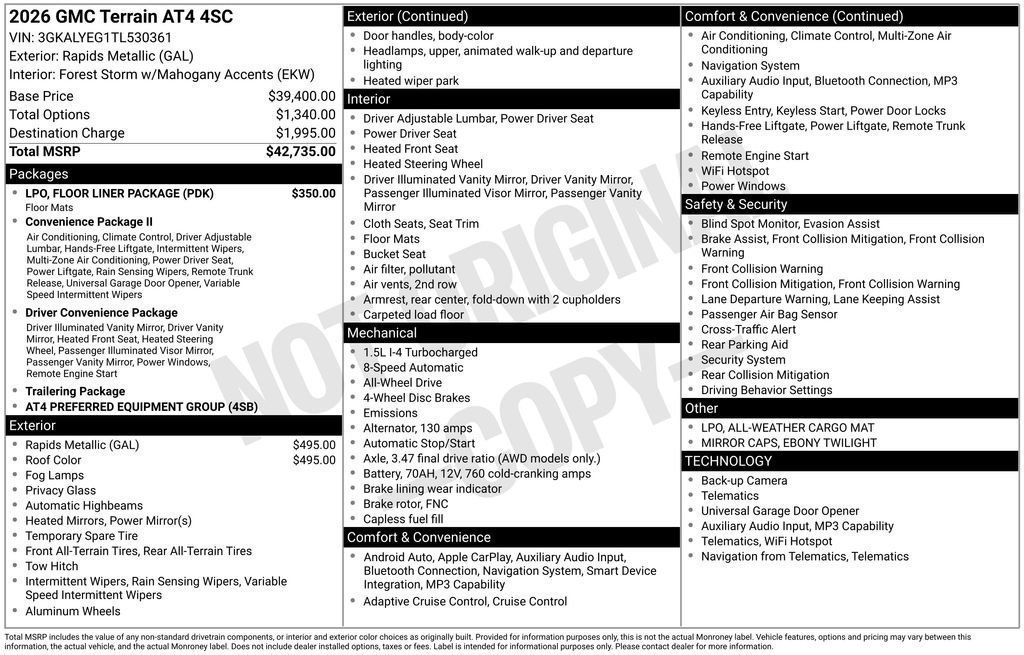 New 2026 GMC Terrain AT4 w/ LPO, Floor Liner Package AWD/4WD image 36