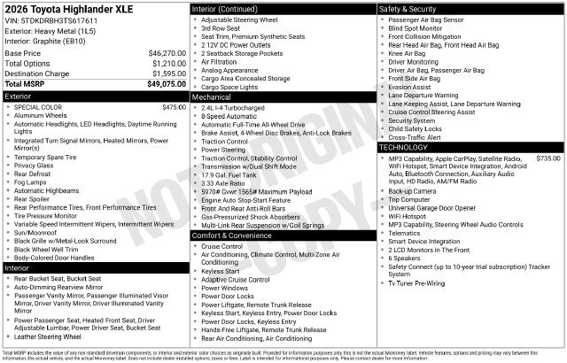 Certified 2026 Toyota Highlander XLE AWD/4WD image 36