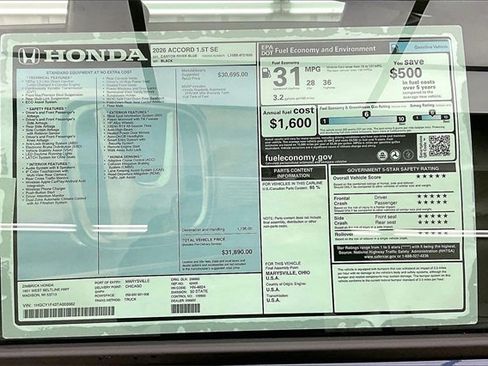 New 2026 Honda Accord SE image 20