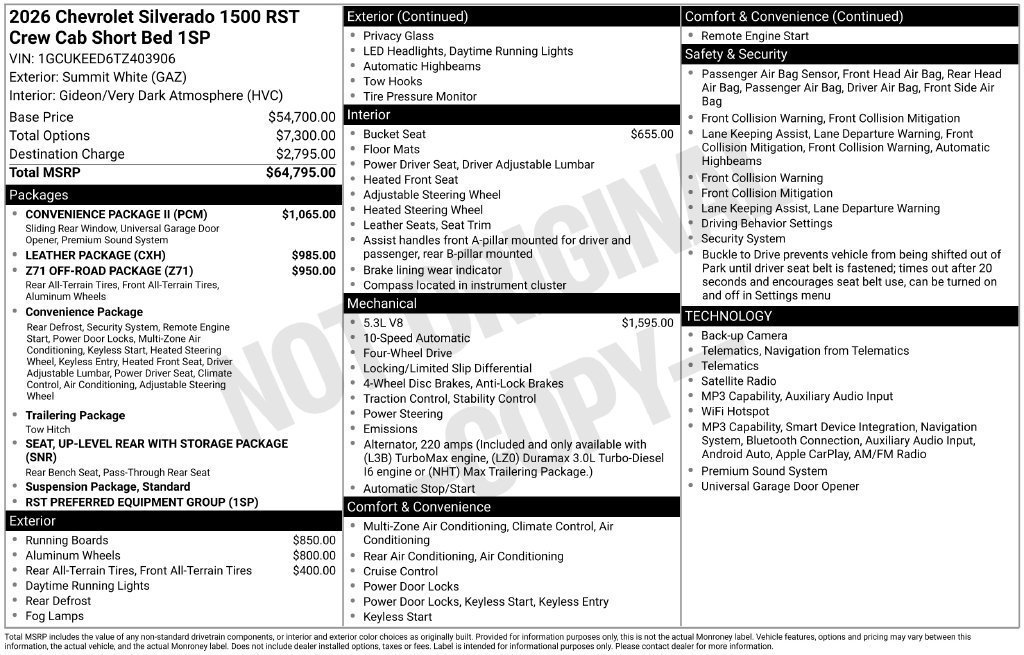 New 2026 Chevrolet Silverado 1500 RST w/ Convenience Package II AWD/4WD image 5