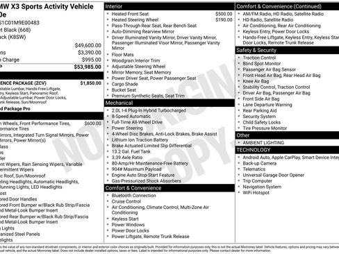 Used 2021 BMW X3 xDrive30e w/ Convenience Package image 66