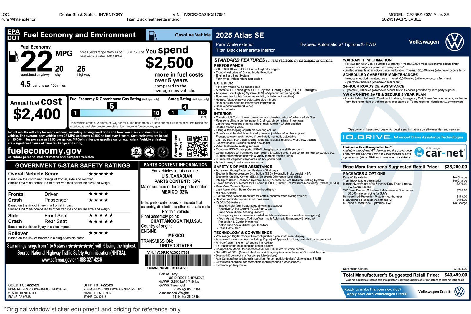 Used 2025 Volkswagen Atlas SE FWD image 2