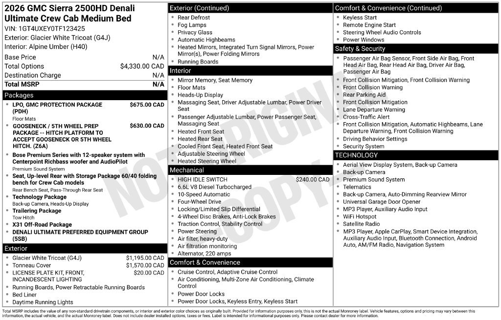 Used 2026 GMC Sierra 2500 Denali Ultimate w/ LPO, GMC Protection Package AWD/4WD image 86