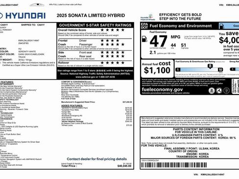 Used 2025 Hyundai Sonata Limited w/ Winter Weather Package image 4