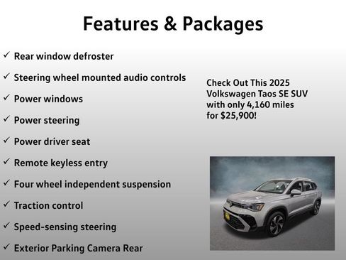 Used 2025 Volkswagen Taos SE w/ Panoramic Sunroof Package AWD/4WD image 8