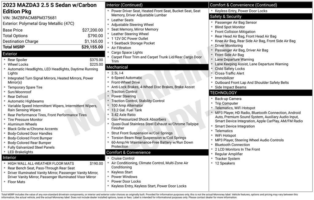 Certified 2023 MAZDA MAZDA3 s FWD image 37