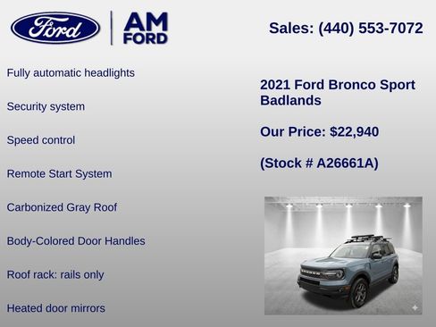Used 2021 Ford Bronco Sport Badlands w/ Badlands Package AWD/4WD image 24